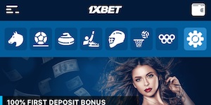 1XBet App Header Menu