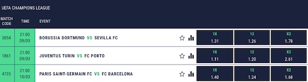 Konfambet Champions League double chance options