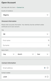 Bet365 registration form part 1