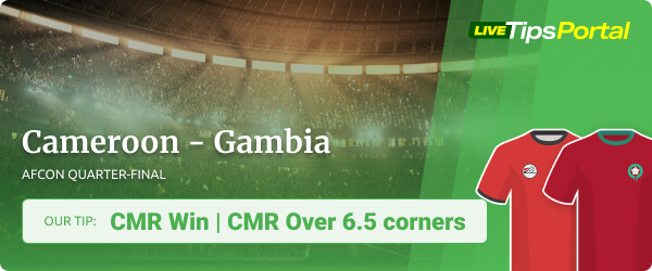 Betting tips Cameroon vs Gambia AFCON 2022 quarter-final
