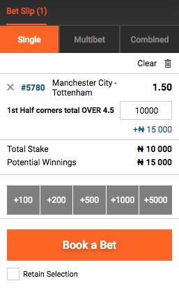 Betbonanza bet on Manchester City vs Tottenham Hotspur