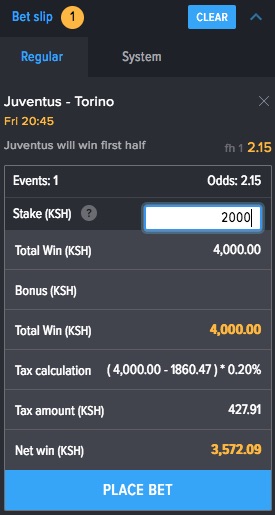 Mozzartbet betslip Juventus vs Torino FC