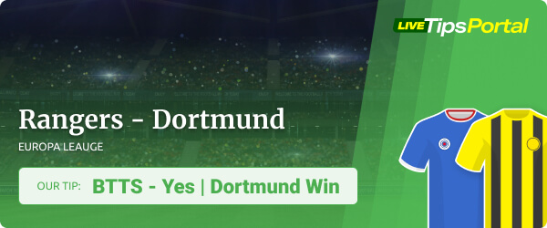 Rangers FC vs Borussia Dortmund betting predictions