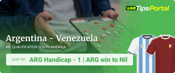 Argentina vs Venezuela tip for the WC qualification game