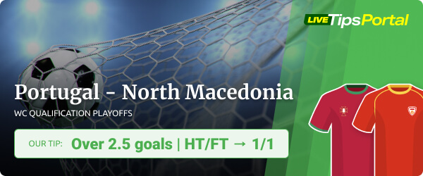 Betting predictions Portugal vs North Macedonia World Cup qualification playoffs
