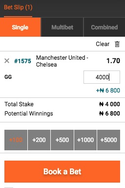 Betbonanza BTTS bet on Man United vs Chelsea