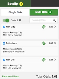 Betway Premier League treble bet