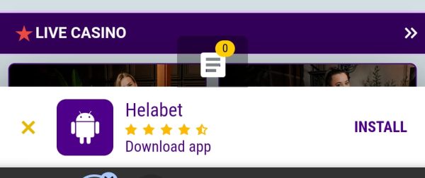 Helabet android app download screen