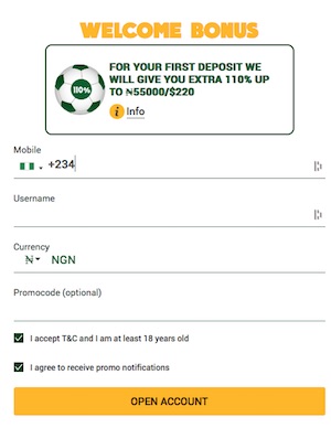 Wazobet registration form