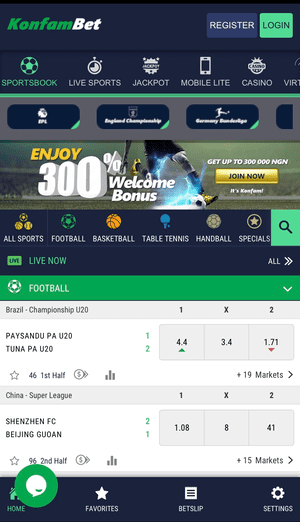 Konfambet App betting offers