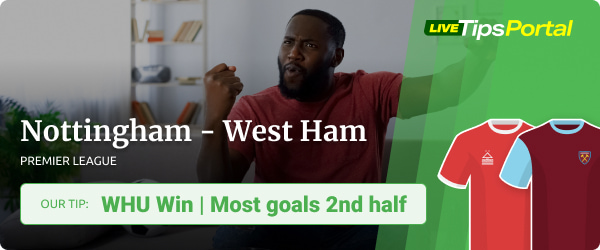 Betting tips for Nottingham - West Ham United 22/23