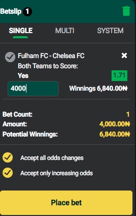 Sahara Games Fulham vs Chelsea tip