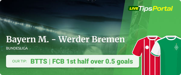 Betting tips for Bayern Munich vs Werder Bremen 22/23