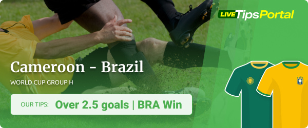 World Cup betting tips Cameroon vs. Brazil