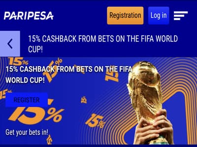 Paripesa 15% World Cup Cashback