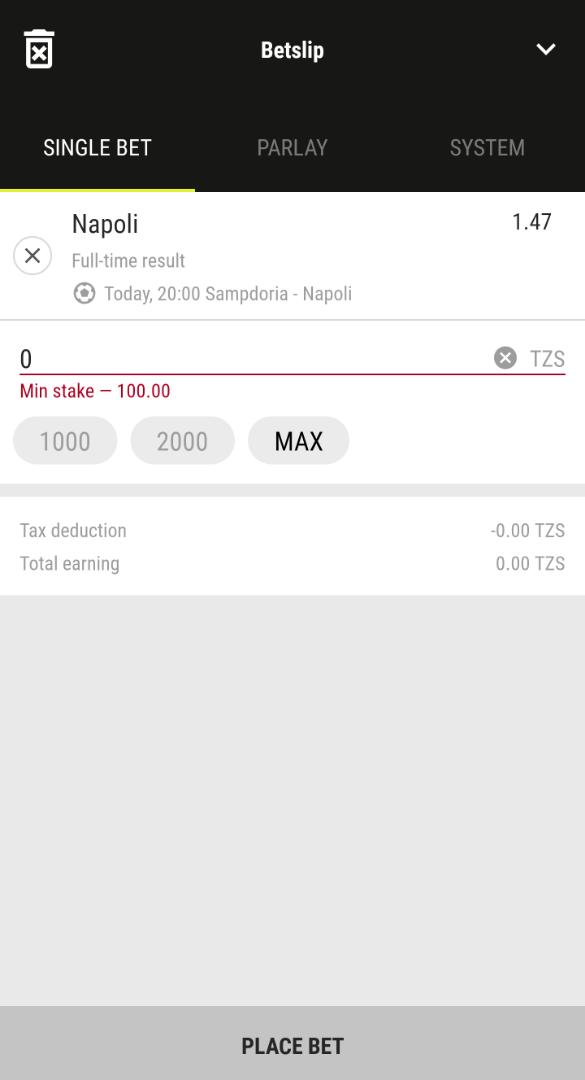 Parimatch mobile app bet slip