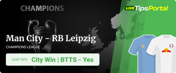 Betting tips UCL Round of 16 Man City vs RB Leipzig