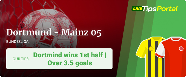 Dortmund vs. Mainz 05 Bundesliga betting predictions