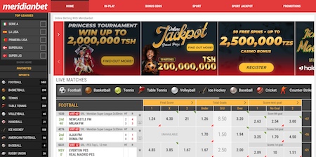 meridianbet welcome page