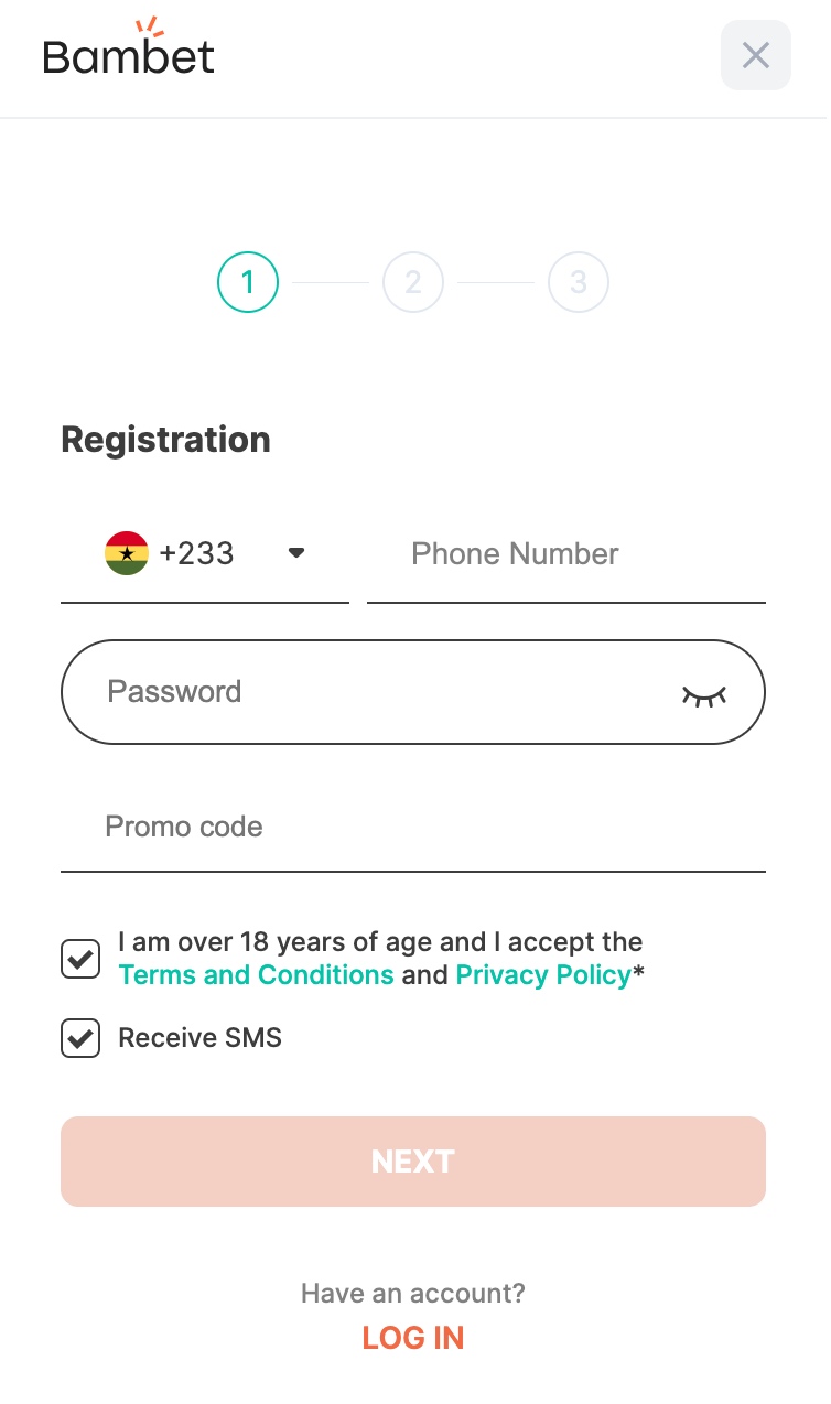 Bambet Ghana registration