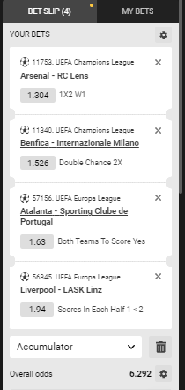 Melbet Acca 29th to 30th November 2023