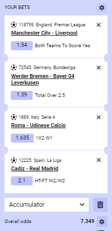 Paripesa Acca 25th to 26th November 2023