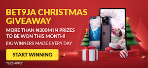 Bet9Ja Christmas Giveaway Banner