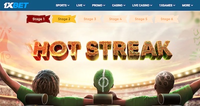 1xbet hot streak afcon promo banner web
