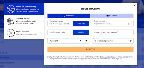 Paripesa Nigeria registration form