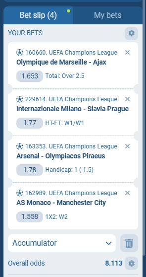 1XBet Acca 30th September to 1st October 2025
