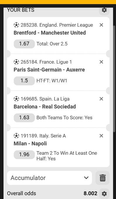 Melbet Acca 27th to 28th September 2025
