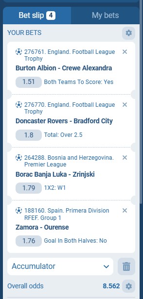 1XBet Acca 11th to 12th November 2025