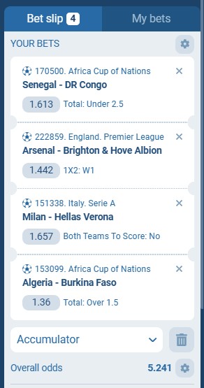 1XBet Acca Tip 27th to 28th December 2025