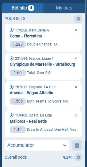 1XBet Acca 14th to 15th February 2026