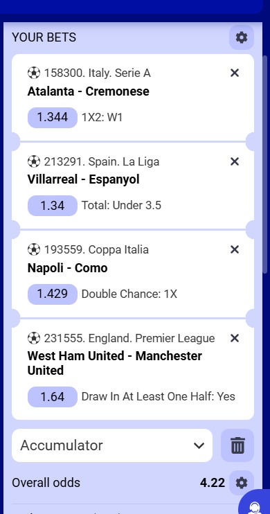 Paripesa Acca 9th to 10th February 2026