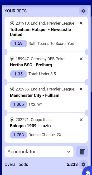 Paripesa Acca 10th to 11th February 2026