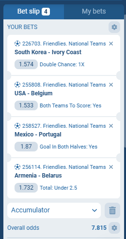 1XBet Acca 28th to 29th March 2026