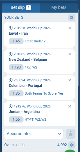 1XBet Acca Tip 27th to 28th June 2026