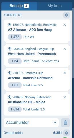 1XBet Accumulator 8th to 9th August 2026