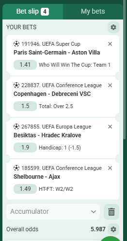 Betwinner Acca 12th to 13th August 2026