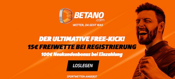 Betano Willkommensbonus plus 15 Euro Freebet