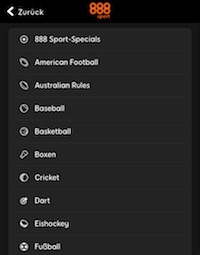 888sport mobil Wettprogramm Teil 1