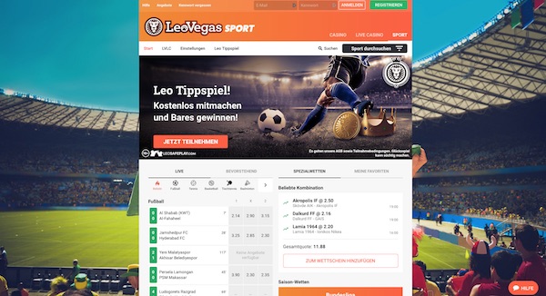LeoVegas Homepage am Desktop