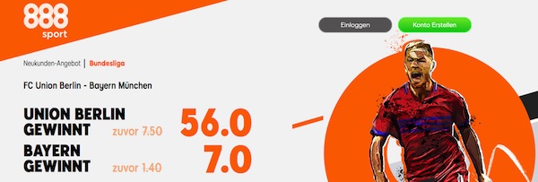 888sport Quoten Boost zu Union Berlin vs. FC Bayern