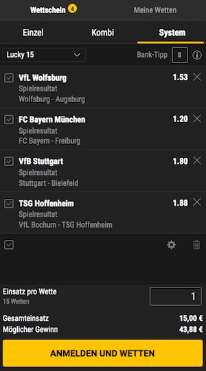 Lucky 15 Bwin Wettschein