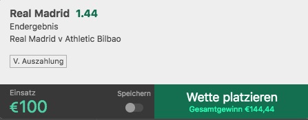 Real Madrid - Athletic Bilbao Bet365 Wettschein