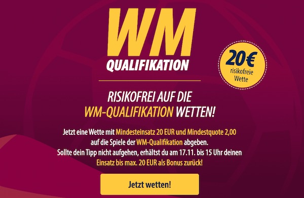 Mit Admiral risikolos auf die WM Quali wetten!