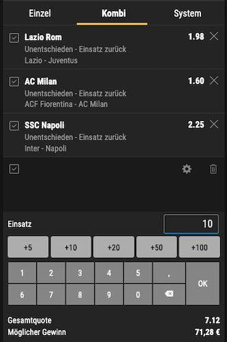 Bwin Wettschein zur Serie A