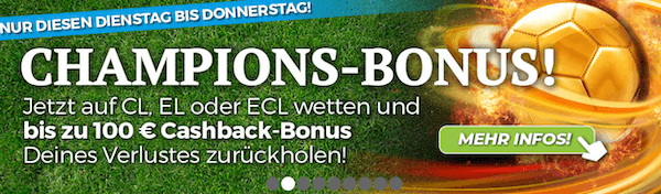 Chance auf Cashback mit dem Happybet Champions Bonus