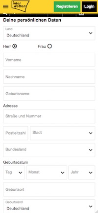 Interwetten Registrierung mobil Teil 1
